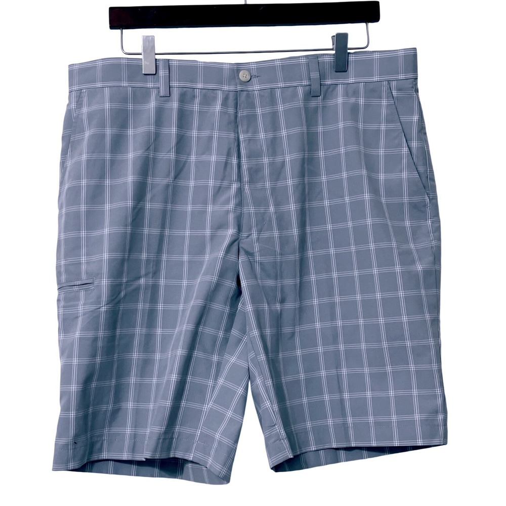 Grand Slam Mens Golf‎ Shorts 36 Grey Plaid Performance Activewear Preppy Casual